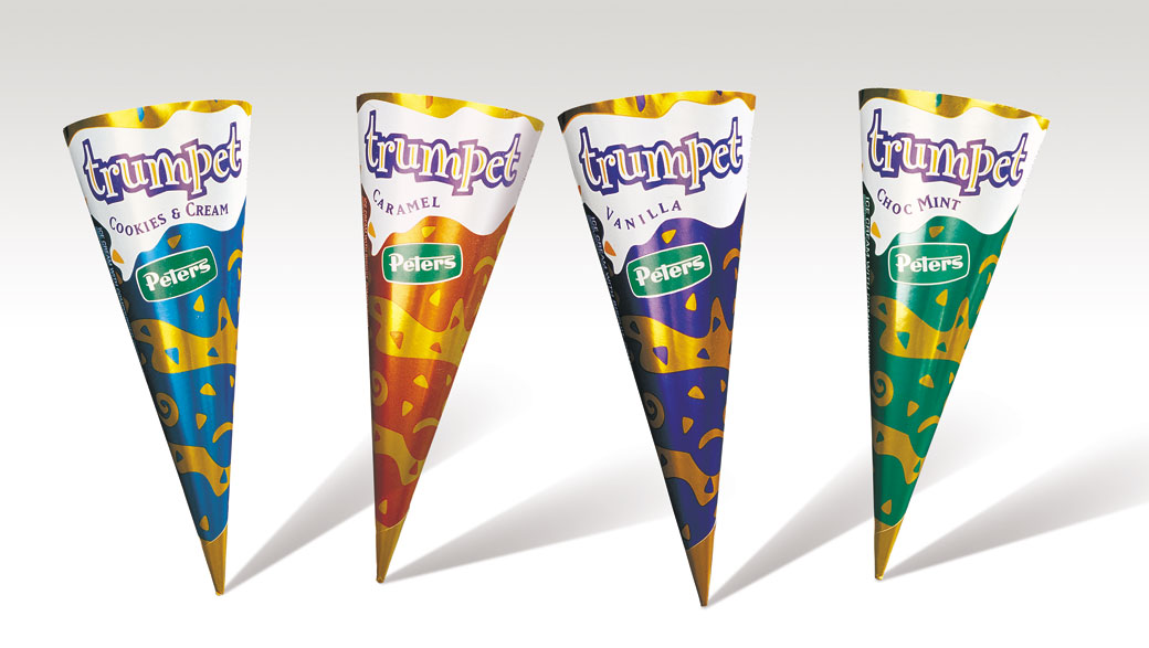 Trumpet ice cream packaging